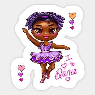 Ballet - African American girl dancing in purple tutu #1 - I love to dance Sticker